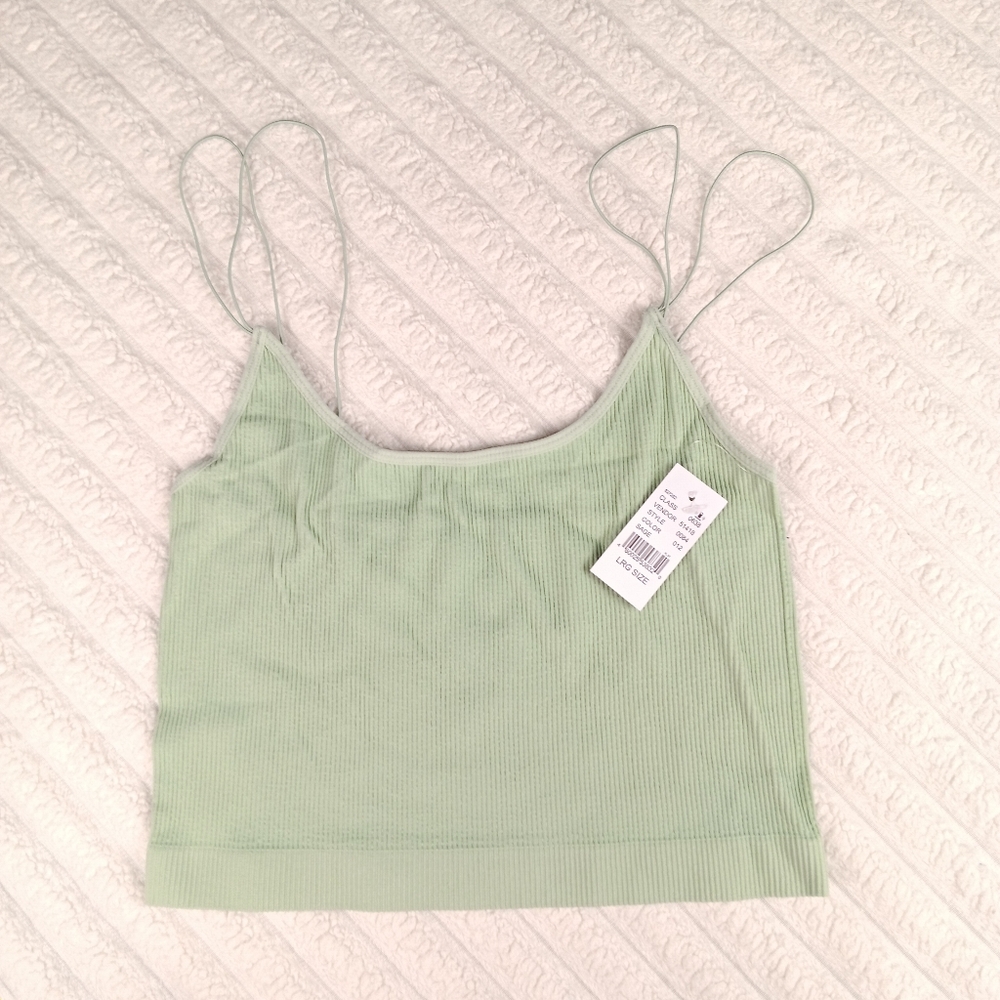 La Hearts Women Green Spaghetti Strap Tank Top